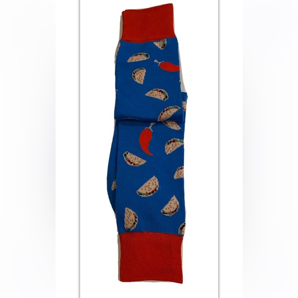 Zoo York Crew Dress Socks 1 Pair Men 6-12 Blue Red Taco Tuesday Socks Skate Ride - Picture 6 of 10